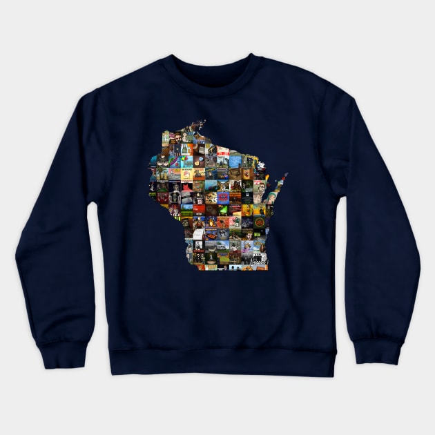 Wisconsin Bound Art State Logo Crewneck Sweatshirt by onloanfromgod